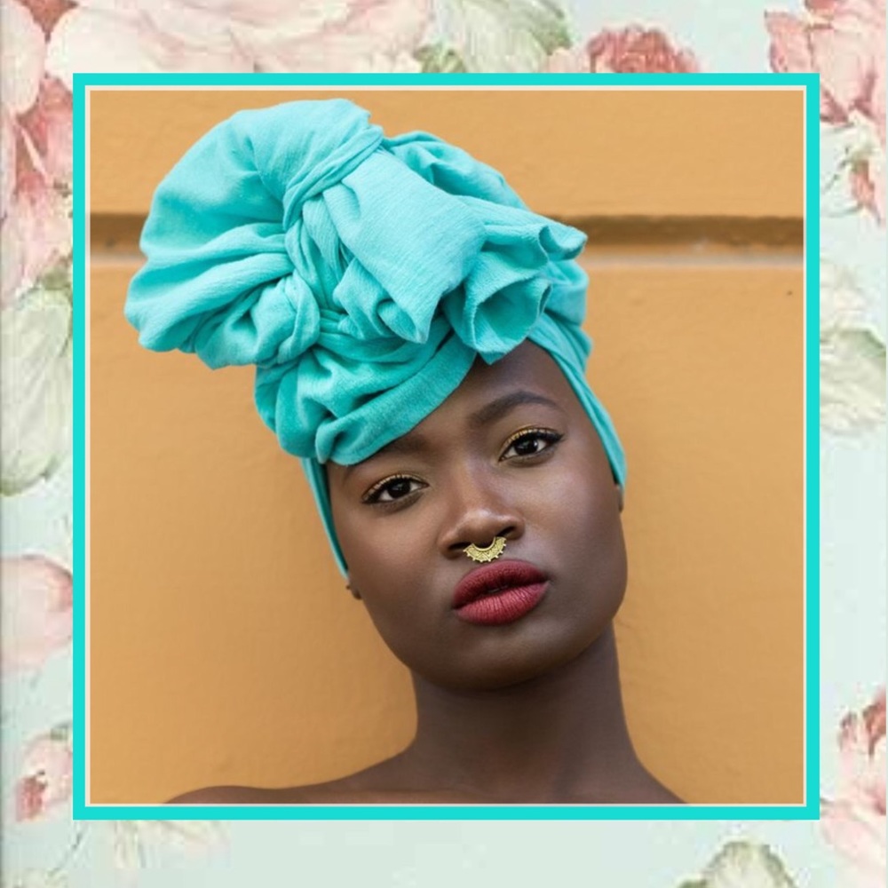 🎀 TEAL TURQUOISE HEADWRAP TURBAN SCARF COVER BOHO TRIBAL DIVA QUEEN GODDESS